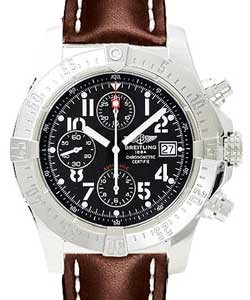 Avenger Skyland Chronograph in Steel on Brown Calfskin Leather Strap with Black Dial