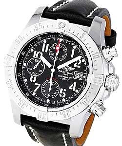 Avenger Seawolf in Steel on Black Calfskin Leather Strap with Black Dial