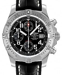 Avenger Skyland Chronograph in Steel on Black Crocodile Leather Strap with Black Dial