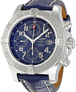 Avenger Skyland Chronograph in Steel on Blue Crocodile Leather Strap with Blue Dial