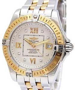 Cockpit Lady's Automatic in Steel with Yellow Gold Bezel on Steel and Yellow Gold Bracelet with Silver Diamond Dial