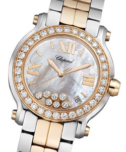 Happy Sport 2 in Steel with Rose Gold Diamond Bezel on Rose Gold & Steel Bracelet with MOP  Roman Numerals Dial