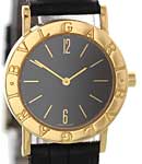 Bvlgari Bvlgari 26mm in Yellow Gold on Black Alligator Leather Strap with Black Dial