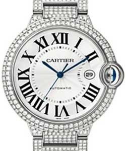 Ballon Bleu 42mm Automatic in White Gold with Diamond Bezel  on White Gold and Diamonds Braclet with Silver Roman Dial