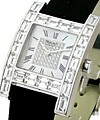 Your Hour H Watch  with Baguette Diamond Bezel White Gold on Strap with MOP Center Pave Diamond Dial