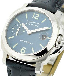 PAM 119 - Marina 40mm in Steel on Blue Alligator Leather Strap with Blue Dial