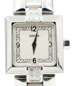 La Scala Square in White Gold with Diamonds on White Gold Bracelet with Silver Dial