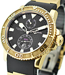 Maxi Marine Diver Chronometer in Rose Gold on Black  Rubber with Black Dial
