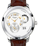 PanoMatic Reserve XL 42mm Automatic in White Gold on Brown Crocodile Leather Strap with Silver Dial