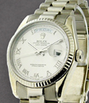 Day Date 36mm President in White Gold with Fluted Bezel on President Bracelet with Silver Roman Dial