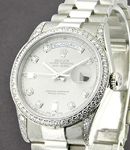 Presidential - Platinum - Diamond Lugs and Bezel on President Bracelet with Silver Diamond Dial