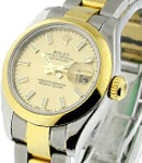 Lady 2-Tone Datejust in Steel with Yellow Gold Smooth Bezel on Bracelet with Champagne Stick Dial