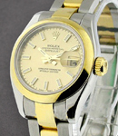 Lady 2-Tone Datejust in Steel with Yellow Gold Smooth Bezel on Bracelet with Champagne Stick Dial