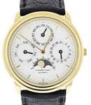 Quantieme Perpetuel Moonphase in Yellow Gold on Black Crocodile Leather Strap with White Dial