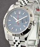 Datejust in Steel with Turn-O-Graph Bezel on Steel Jubilee Bracelet with Blue Stick Dial