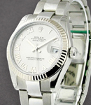 Datejust in Steel with Fluted Bezel on Steel Oyster Bracelet with Rhodium Roman Dial