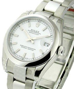 Mid Size Datejust 31mm in Steel with Domed Bezel on Oyster Bracelet with White Stick Dial