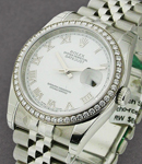 Datejust 36 mm in Steel with Diamond Bezel on Jubilee Bracelet with White Roman Dial