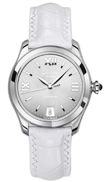 Lady Serenade 36mm Automatic in Steel on White Alligator Leather Strap with Silver Dial