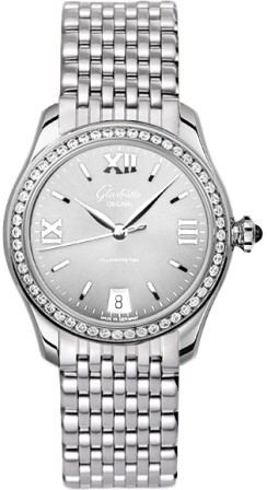 Lady Serenade 36mm Automatic in Steel with Diamonds Bezel on Steel Bracelet with Silver Dial