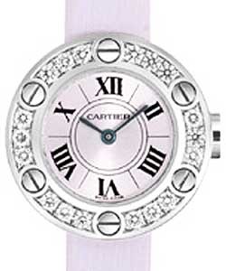 Love White Gold - 18 Diamonds on Bezel White Gold on Strap with Lilac Dial
