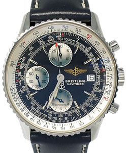 Navitimer II Old Chrono Steel on Strap with Black Dial