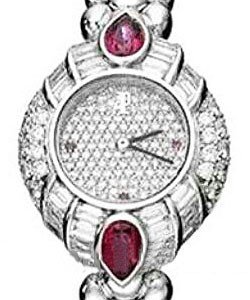 Diamond Dress 23mm Quartz in White Gold with Baguette Diamonds Bezel White Gold on Bracelet with Paved Diamond Dial