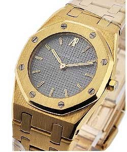 Royal Oak 18kt Yellow Gold Mini Ladies Watch Yellow Gold on Bracelet with Black Dial