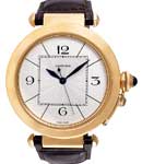 Pasha 42mm in Rose Gold on Brown Crocodile Leather Strap with Ivory Dial