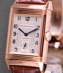 Reverso Grande Taille Night & Day in Rose Gold on Brown Crocodile Leather Strap with Silver Arabic Dial