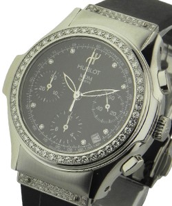 Classic Elegant in Steel with Diamond Bezel on Black Rubber Strap with Black Diamond Dial
