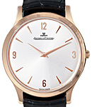 Master Ultra Thin in Rose Gold on Black Leather Strap with Silver Dial
