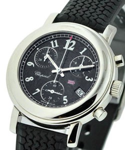 Mille Miglia Chronograph 33mm in Steel on Black Rubber Strap with Black Dial