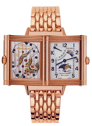 Reverso Grande Sun Moon in Rose Gold  on Rose Gold Bracelet with Silver Dial