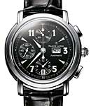 Masterpiece Croneo in Steel on Black Crocodile Leather Strap with Black Dial
