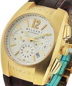 Ergon Large Size Chronograph Automatic Yellow Gold on Strap with Silver Dial
