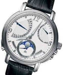 Masterpiece Lune Retrograde Steel on Strap with Silver Dial