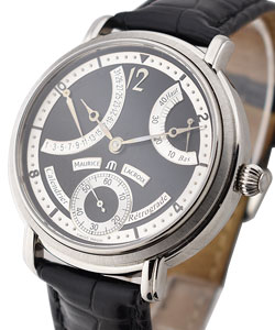 Masterpiece Calendrier Retrograde in Steel Steel on Strap with Black Dial