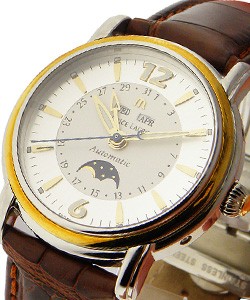 Masterpiece Phase de Lune Steel Case with Gold Bezel on Strap with Silver Dial