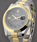 Datejust DJ II in Steel with Yellow Gold Fluted Bezel on Steel and Yellow Gold Oyster Bracelet with Wimbledon Dial