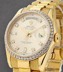 Presidential in Rose Gold with Diamond Bezel on Rose Gold President Bracelet with Rose Diamond Dial