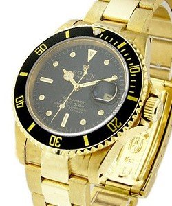 Submariner in Yellow Gold With Black Bezel on Oyster Bracelet with Black Nipple Dial