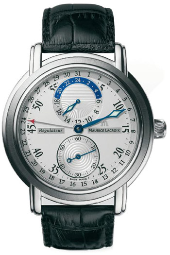 Masterpiece Regulateur 42mm in Stainless Steel on Black Crocodile Leather Strap with Silver Dial