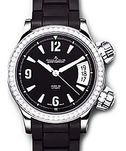 Master Compressor Automatic in Steel with Diamond Bezel on Black Rubber Strap with Black Dial
