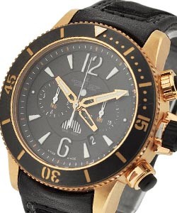 Compressor US Navy Seals Diving Chrono GMT in Rose Gold on Black Calfskin Leather Strap with Black Dial - Limited to 500 pcs