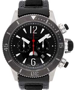 Master Compressor Diving GMT in Titanium on Black Calfskin Leather Strap with Black Dial