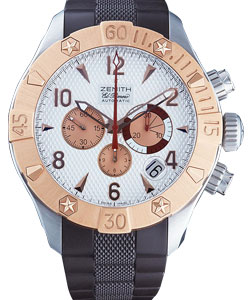 Defy Classic Chronograph Aero in Steel with Rose Gold Bezel on Brown Rubber Strap with Silver Dial