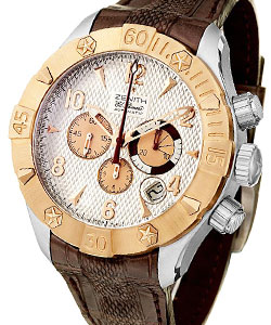 Defy Classic Chronograph Aero in Steel with Rose Gold Bezel on Brown Alligator Leather Strap with Silver Dial