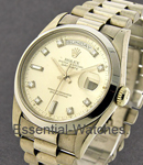 DayDate - 36mm - White Gold with Smooth Bezel on President Bracelet - Factory Diamond Dial