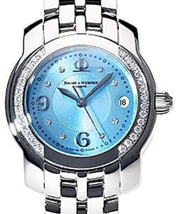 Capeland Lady's in Steel Diamond Bezel on Steel Bracelet with Mother of Pearl Blue